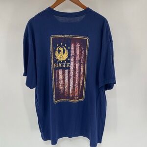 Ruger T Shirt Mens XXL Blue American Flag Distressed Patriotic USA Gun Tactical